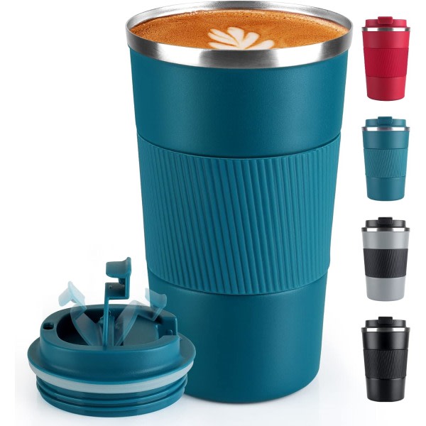 Kaffemugg 17oz - Isolerad kafferesemugg Spilsäker med läckagesäkert lock Vakuum termos kaffetumlare i rostfritt stål