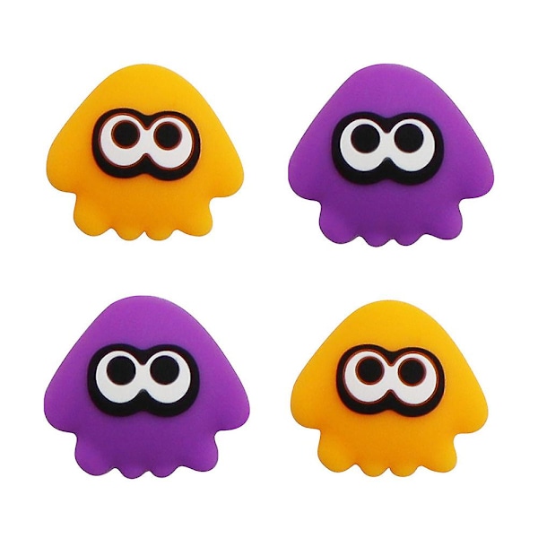 Splatoon Squid Silikon Tumgrepp Analogt Skydd Joystick-kåpa för Nintendo Switch/oled/lite Cont Yellow and Purple