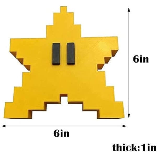 Retro Super Mario Pixel Stjerne Juletræstop 3D Stjerneform