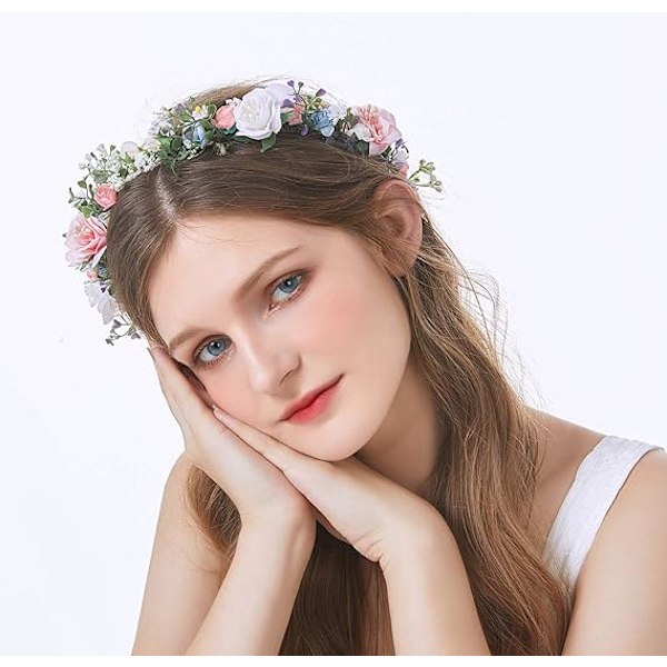 Justerbart blomsterdiadem, blomsterkrans, krone, Halo-hovedbeklædning, bryllupsfest ..
