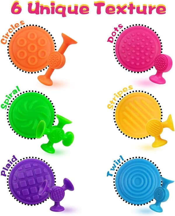 12-delars sugkoppsbadleksaksset - Texturerade sensoriska leksaker - För barn och småbarn - Färgglada - Bad och dusch