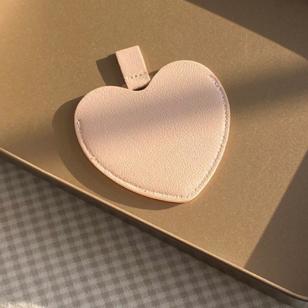 Kompakt spegel i rostfritt stål, splitterfri ficka i hjärtform