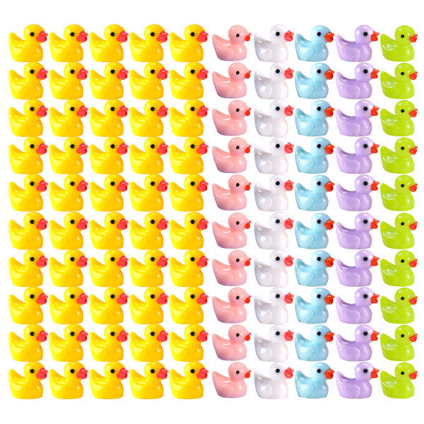 100 stk Tiny Ducks Set Dekorasjon Realistisk Form Holdbar Harts Sjarmerende ender for jul Bursdagsfest Barnets dag 100pcs