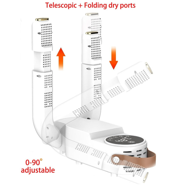 Taitettava sähköinen kenkä- ja saapaskuivain, lämmitin, hajunpoistaja, ajastin