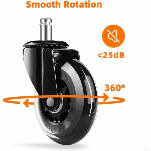 5 stk Kontorstolshjul 11*22mm Belastningskapacitet 250kg 360° Drejelig Lydløs Universal Svinghjul Erstatningshjul til kontorstol