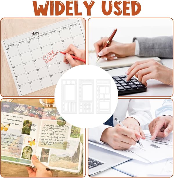 3-pack Journal Stencil Set, Återanvändbara Planeringsmallar Skapa Anpassade Vecko- och Månadslayouter för Punktnät-journaler