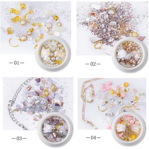 CDQ 7 bokser Nail Art Strass Dekoration, Manikyr Smykker DIY Bright Rhinestone Crystal Sand Shell