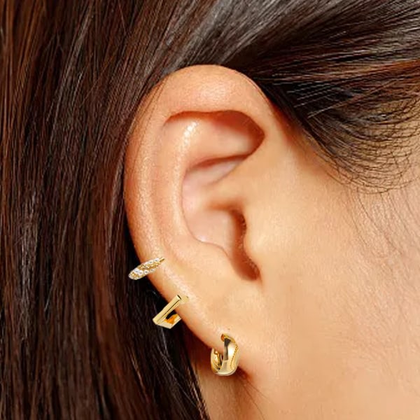CDQ Gold bøyle øreringer sett for kvinner og flickor, modus bøyle
