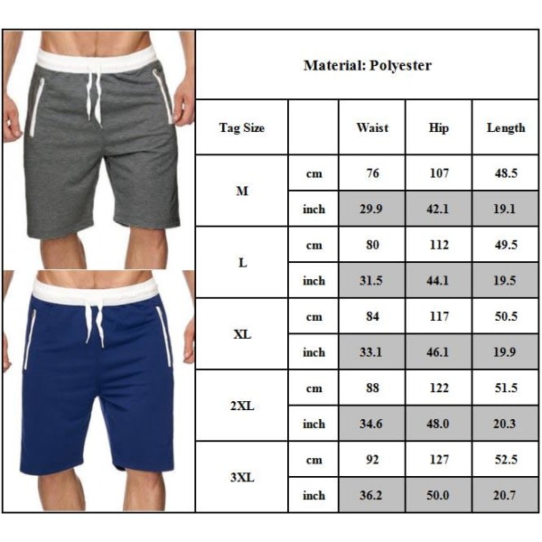 Badedrakt for menn Hurtigtørkende strandshorts med glidelås blå 2XL zdq