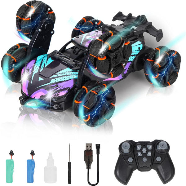 Lasten RC-tempputyökalu - 6WD Off-Road Drift -lelu kaukosäätimellä, 2,4 GHz, 360° pyöriminen, LED-valot. Täydellinen lahja 3-9+ -vuotiaille! with 2 battery