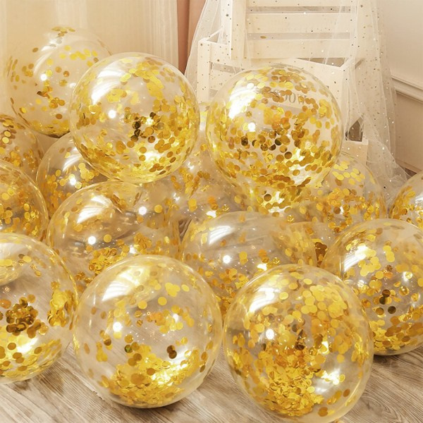 50 st guldkonfettiballonger latexballonger, guldkonfettiballonger 12 tum latexglitterballonger för födelsedagsfest bröllopsdekorationer