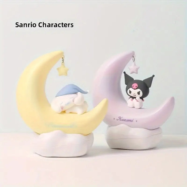 Sanrio Kuromi Cinnamonroll Moon LED-ljus Kawaii 3D-tecknad prydnad
