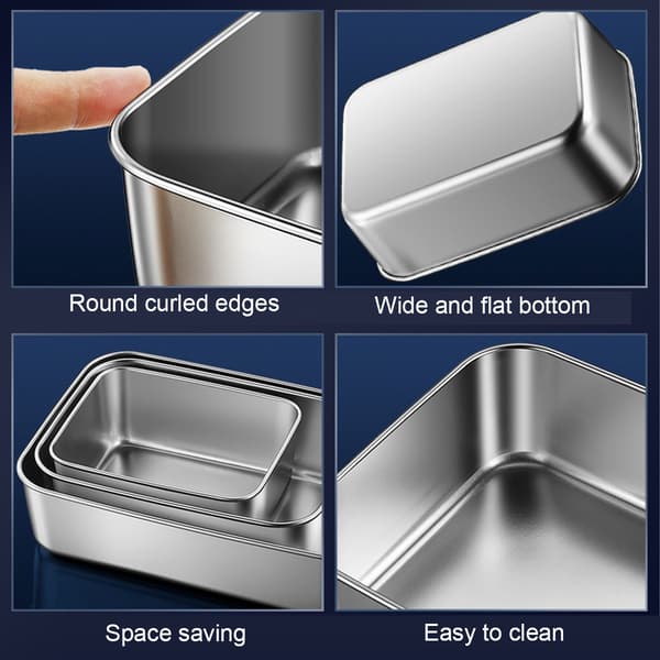 Stainless Steel Food Storage Containers, Meal Prep Lunch Box, Perfect for Kitchen, Freezer and Microwave, Rectangular, Reusable