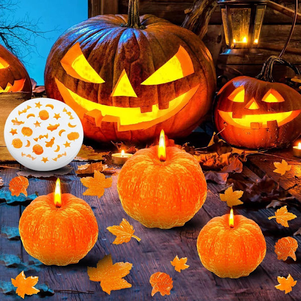 7 - græskarlysforme - Silikoneforme - passende - græskar - Silikoneformsæt - Efterår - Halloween - efterårsblade - håndværksdekoration - ornamenter