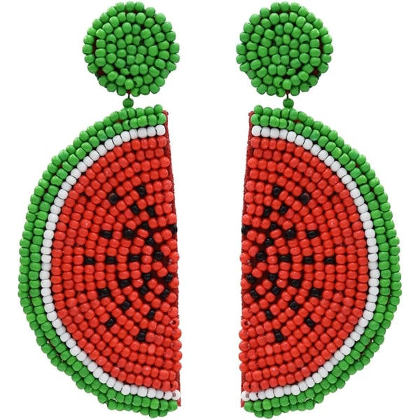 Söta frukt Vattenmelon pärlor Dangle Stud örhängen för kvinnor Tonårstjejer Rolig frukt Bohemian Statement Harts droppe örhängen Modesmycken