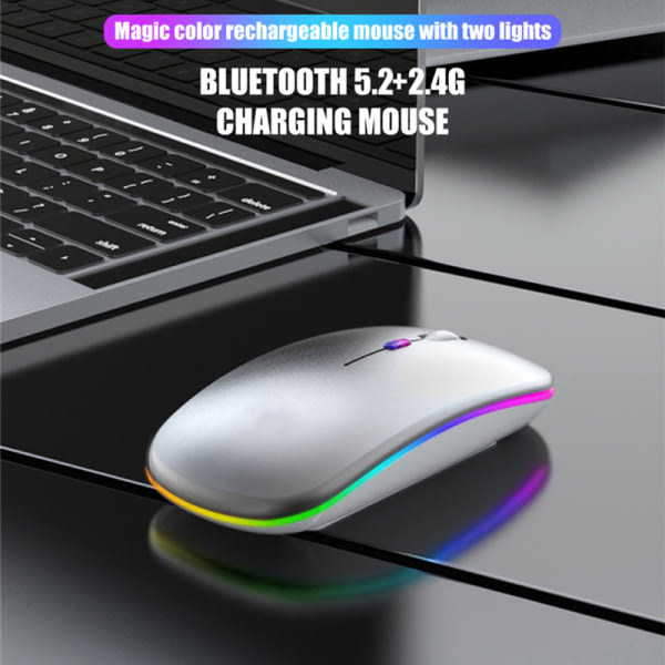 CDQ Bluetooth trådløs med USB opladningsbar RGB-mus BT5.2 Rose Gold