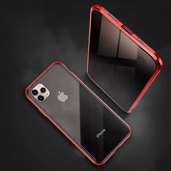 För Iphone 11 Anti-peep Magnetic 306 dubbelsidig Privacy Näytönsuoja, Läpinäkyvä Takaosa Metallinen Phone Case (svart)( Färg Röd) null none