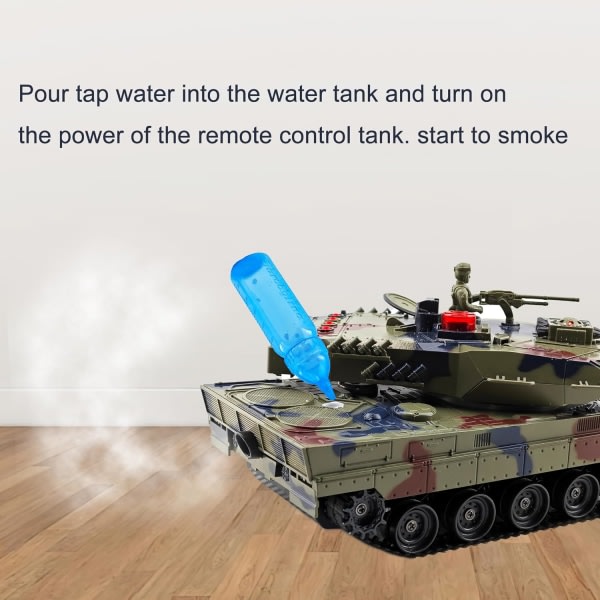Kauko-ohjattava säiliö pojille Army Tank Smoke Lights & Sounds