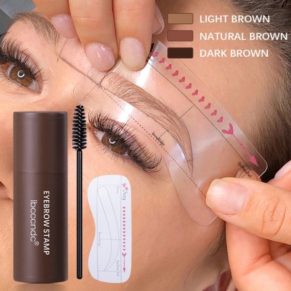 1 sæt perfekt One Step Eyebrow Stamp Stencil Kit Mørkebrun