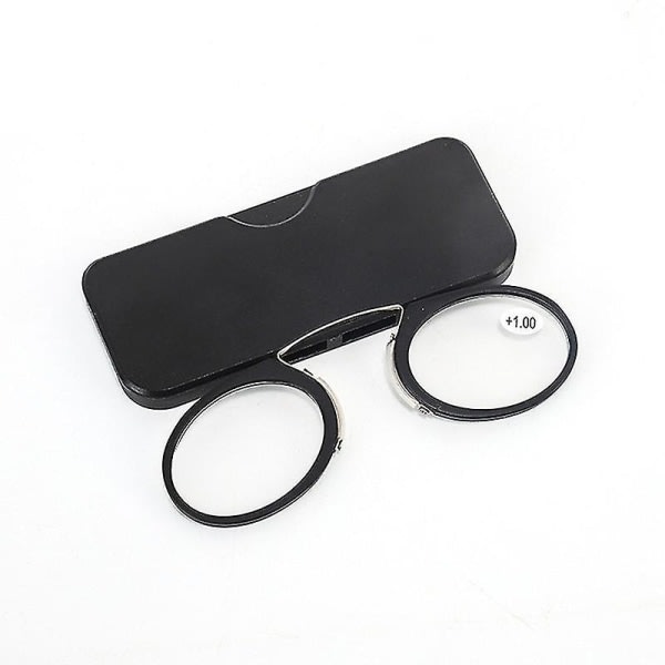 Mini Clip Nose Bridge Läsglasögon 1.0 till 2.5 Portabla presbyopiska glasögon Svarta 1.5