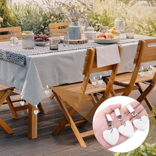 Tablecloth Weights 6 pcs - White Marble - Heavy Weights for Tablecloths - Keeps Tablecloth in Place