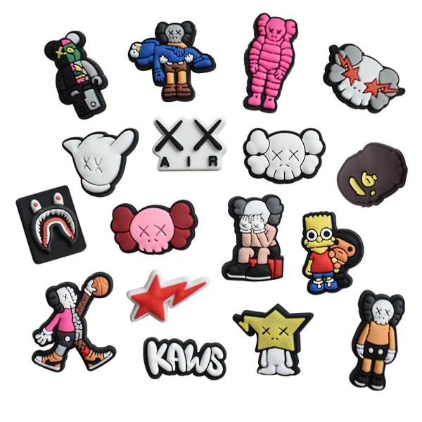 18 stk. Crock sko charms søde tegnefilm cool sko charms til børn, boble slide sko charms pins til armbånd armbånd, sandaler dekoration tilbehør