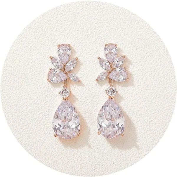 Elegante brudeøreringe til brude, brudepiger, Cubic Zirconia dråbeformede øreringe til kvinder Formelle smykker