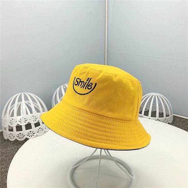 Fiskehatt, Dubbelsidig Bucket Hat, Hopfällbar Solhatt, Smiley