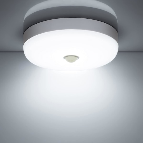 LED-taklampe med bevegelsessensor 18W 1500LM 6500K Kald hvit IP56 Vanntett rund LED-taklampe for utendørs innendørs trapp baderom garasje