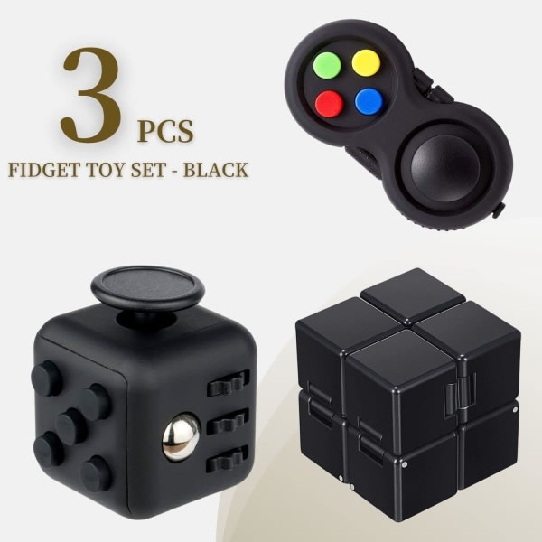 3 st Fidget Toy Bundle för ultimat stressavlastning, Infinity Cube och Controller - Perfekt kontorspresent för barn