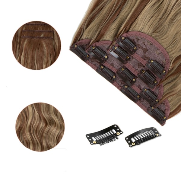 Clip-In Extensions 22 tommer sett med 4 låsbare bølger for kvinner