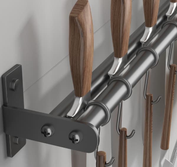 Kitchen Hooks with 5 Hooks - 40 cm Stainless Steel - Anthracite Grey - Wall Mounted - For Utensils, Towels - Kitchen Organizer