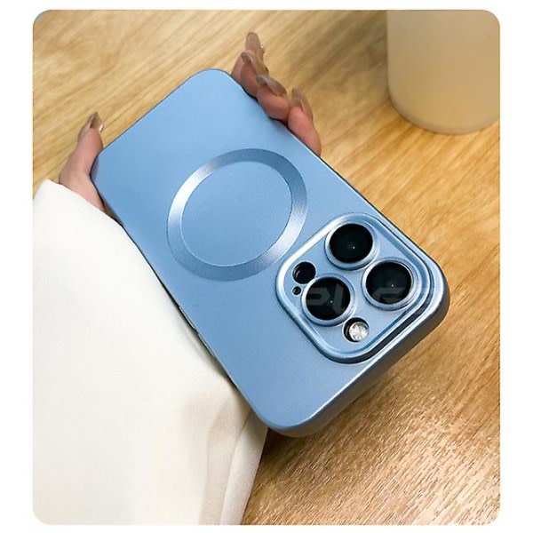 Stötsäkert magnetiskt Iphone- case med Magsafe och dammfilter - kompatibel med Iphone 11/12/13/14 Pro Max Sierra blue for iphone 14 Plus