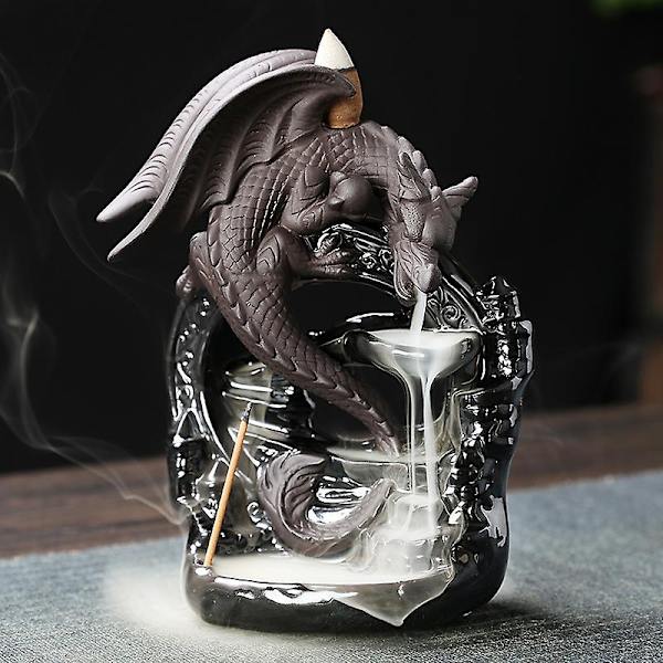 Keramisk drage røgelse brænder vandfald tilbageflow røgelseholder aromaterapi ornament dekoration hjem_tfrf