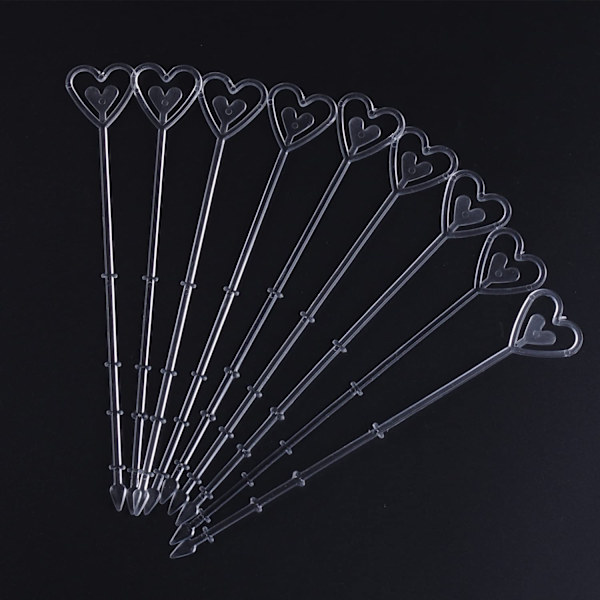 100 PlastblomsterkortHoldere, Hjerteform, Transparent, Festdekor