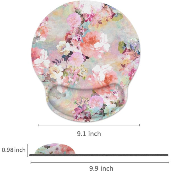 Ergonomisk handledsstöd musmatta Rosa blommor Pioner Blommig halkfri gummibas musmatta för hemmakontorsspel
