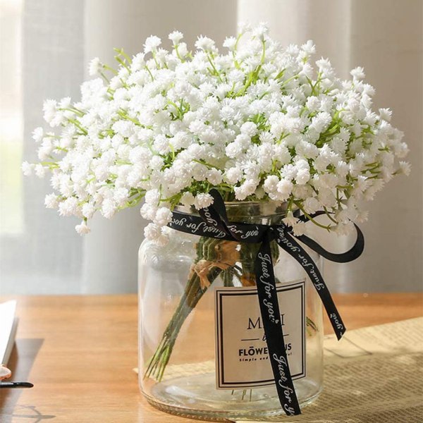 10 stk Babys Breath Kunstige falske blomster Bukett Gypsophila Bulk Blomst I Hvit For Bryllup Krone Hjem Fest Hagedekorasjon