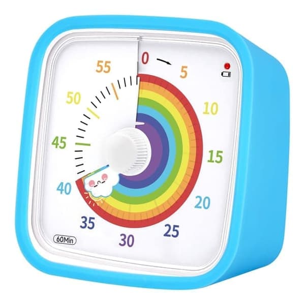 Väckarklocka med Visuell Timer – Regnbågsfärgad Timer för Barnrum_TF_TF Blå