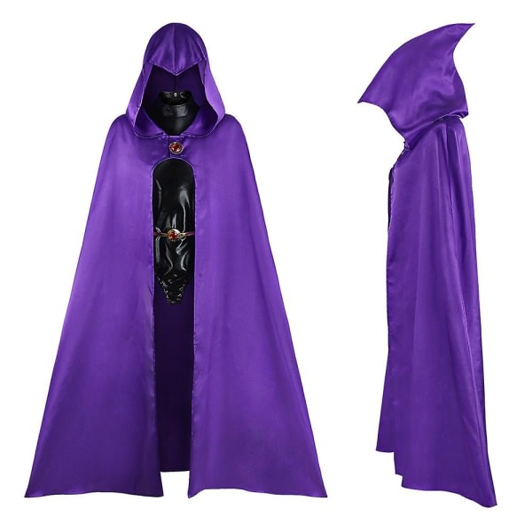 Raven Deluxe kostym för tonåringar Titans Vuxen bodysuit med mantel Cosplay outfit Halloween Party Fancy Dress Up S