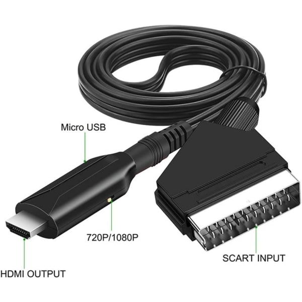 Scart til HDMI-omvandlare, alt-i-ett SCART til HDMI-adapter, 1080P