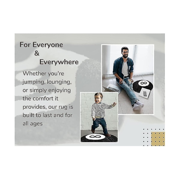 8-ball Matte - 80 cm Hvit & Svart Matte - Stilige Matter & Estetiske Matter For Soverom & Stue
