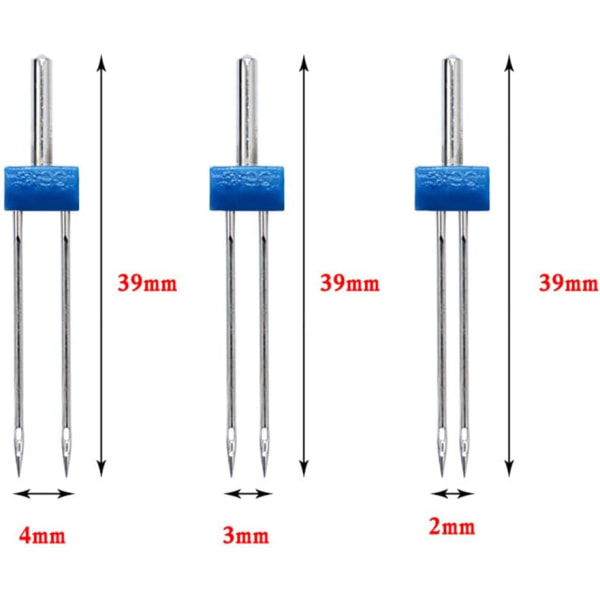 CDQ 6 stycken tvillingnål, W6 nålar universal, tvillingnålar, dubbelnål