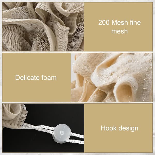 3-pak 2-i-1 Sæbeholder Loofah - Eksfolierende Brusesvamp Beige2 + Khaki1