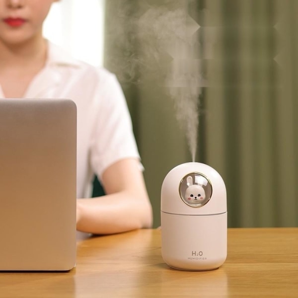 Luftfugter h2o aroma diffuser humidifier med LED-lys Hvid-sød kanin