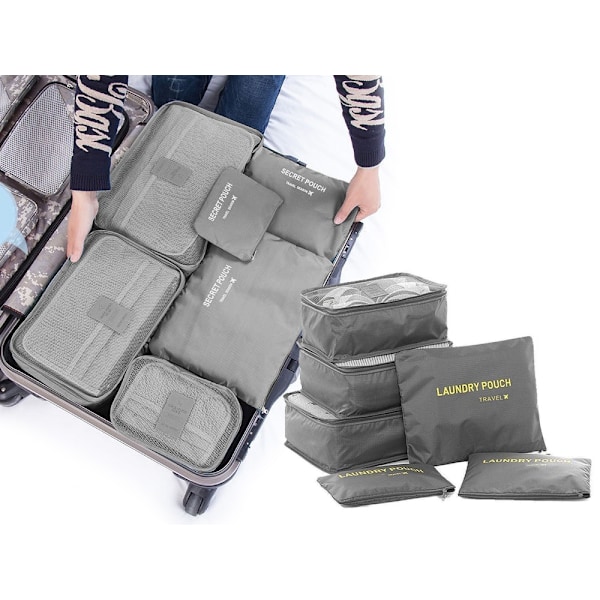 Järjestäjä Matkalaukkuun - 6 osaa - Laukut Matkalle Grey grå