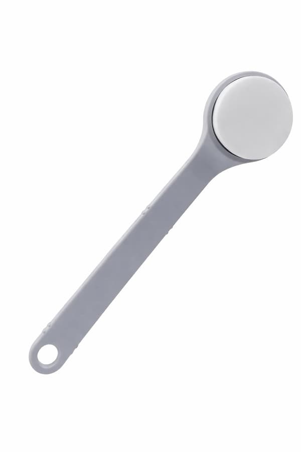 Rygglotionapplikator med langt håndtak, ergonomisk sklisikker design for solkrem, fuktighetskrem og oljer, eldre, grå
