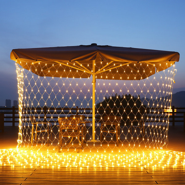CDQ 192 lampor 3m*2m udendørs havespark vandtäta dekorative lampor string led netlampor fiskenätslampor Juldekorationslampor