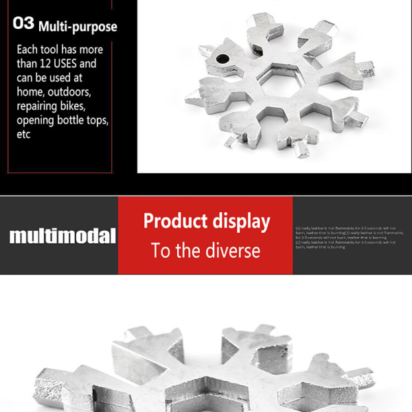 18 in 1 Mini Snowflake Multi Pocket sexkantnyckel utomhusvandring K Multicolor