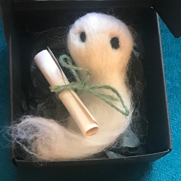 CDQ Little Pocket Ghost med en liten rulla mini plyschleksak