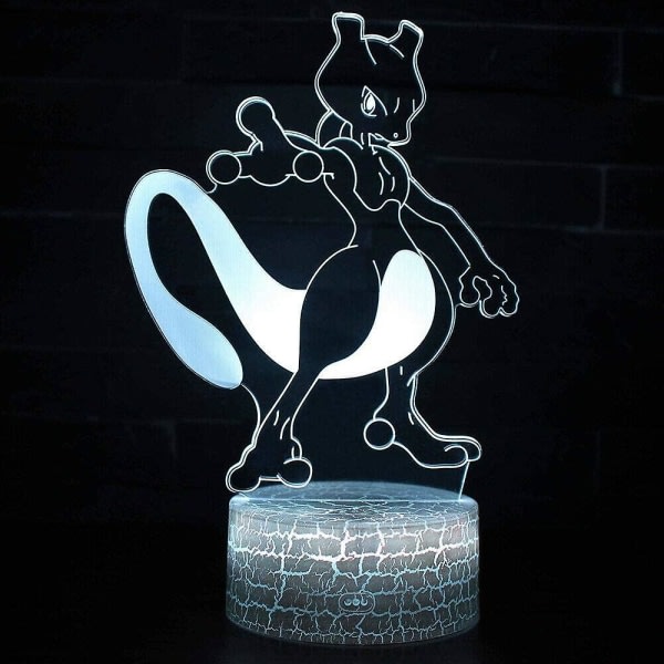 Veeki 3D Mewtwo Lampe Spill Roll TouchRemote LED Nattlys Bordslampe Hjemmedekorasjon Gave